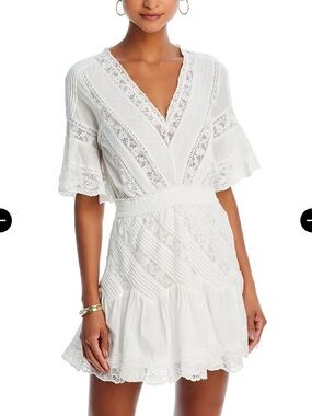 LOVESHACKFANCY Calamina Lace Trim Pintuck Dress - Bright White